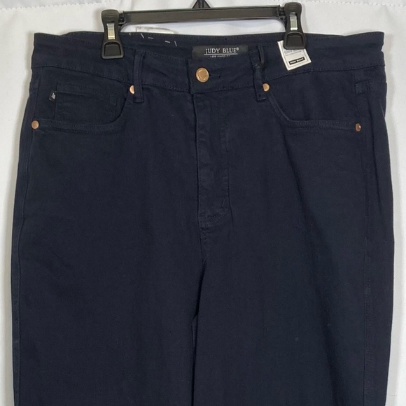 NWT Judy Blue “In the Navy” High Waist Wide Leg Cropped Denim Jeans Sz 16W - Picture 2 of 14